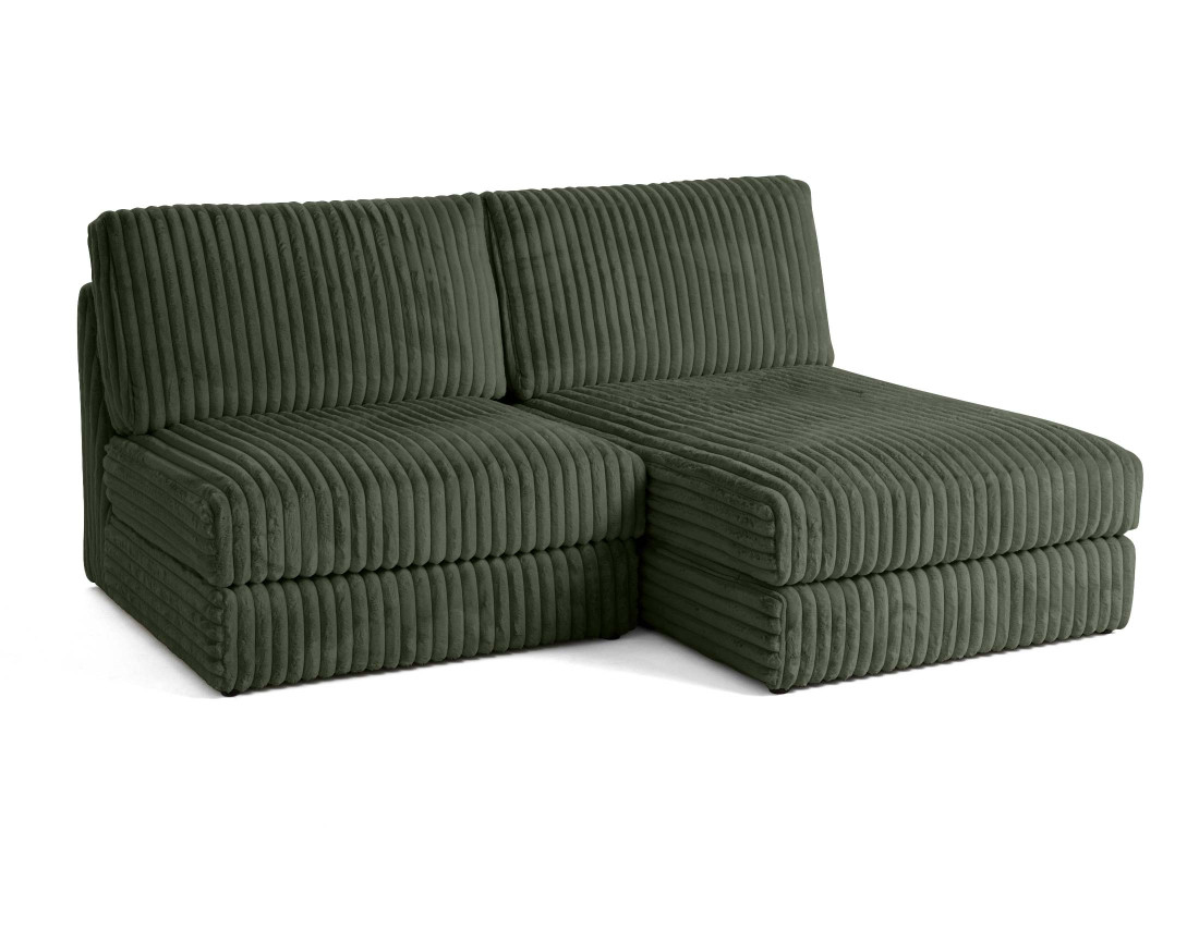 Canapé d'angle modulable 4 places en fausse fourrure côtelée Jasper