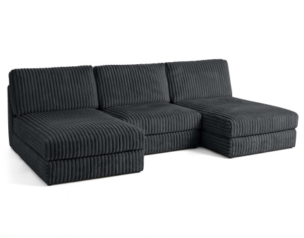 Canapé panoramique modulable en fausse fourrure côtelée