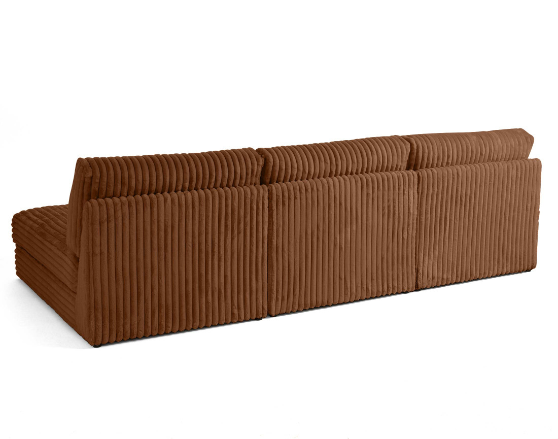 Canapé panoramique modulable en fausse fourrure côtelée