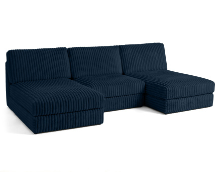 Canapé panoramique modulable en fausse fourrure côtelée