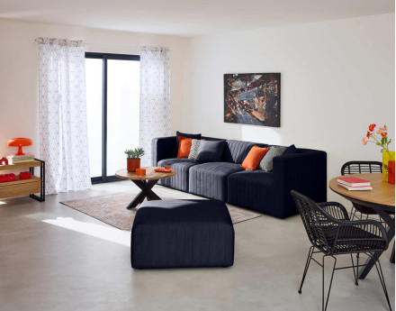 Canapé modulable 3 places en velours Nova