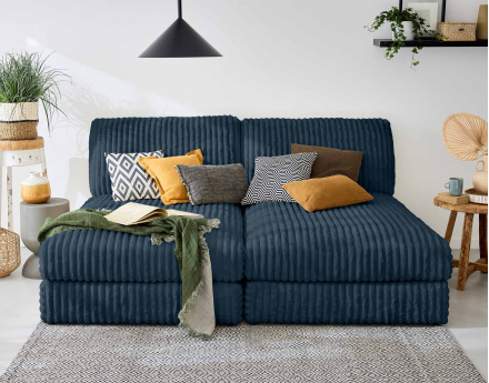 Canapé modulable 3 places en fausse fourrure côtelée Jasper