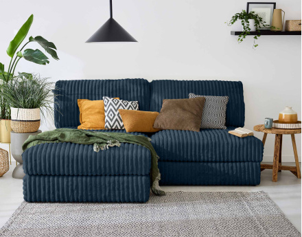 Canapé d'angle modulable 4 places en fausse fourrure côtelée Jasper