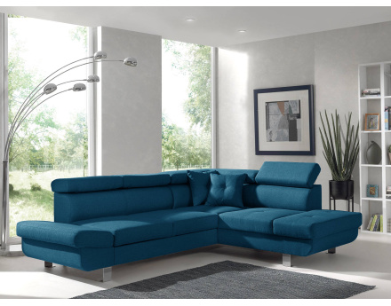 Lisbona – canapé d’angle droit convertible avec têtières relevables
