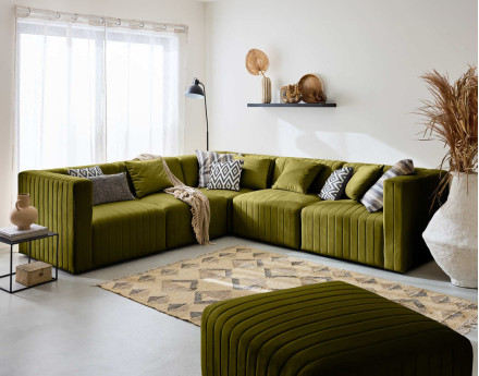 Canapé modulable d'angle réversible 6 places en velours Nova