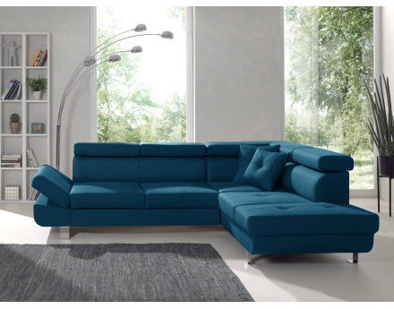 Lisbona – canapé d’angle droit convertible avec têtières relevables