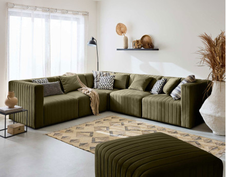 Canapé modulable d'angle réversible 6 places en velours Nova