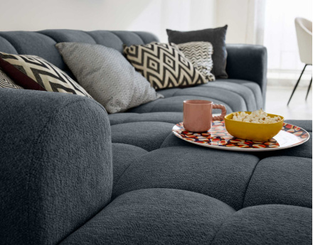 Canapé d'angle gauche 4 places en tissu texturé