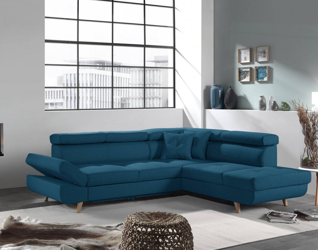 Linea - Canapé d'angle droit convertible scandinave - L 252 x P 190cm