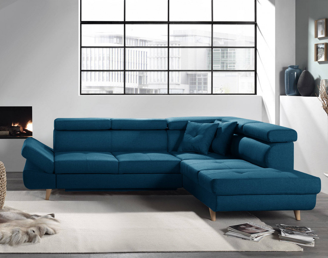 Linea - Canapé d'angle droit convertible scandinave - L 252 x P 190cm
