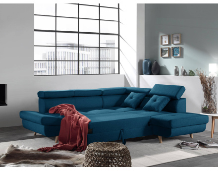 Linea - Canapé d'angle droit convertible - 5 places - avec têtières