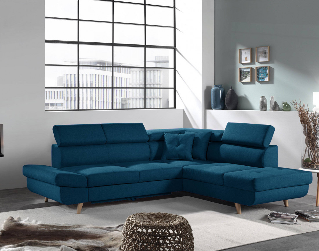 Linea - Canapé d'angle droit convertible scandinave - L 252 x P 190cm