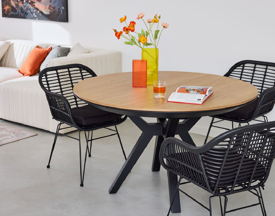 Lot de deux chaises en poly rotin noir Candelaria