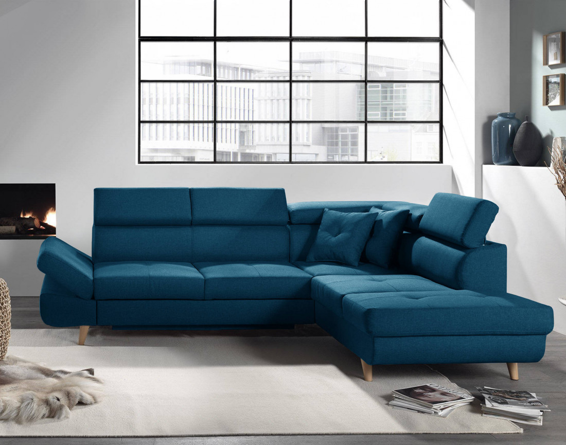 Linea - Canapé d'angle droit convertible scandinave - L 252 x P 190cm