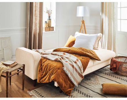 Canapé 3 places - convertible avec coffre en velours côtelé Albane