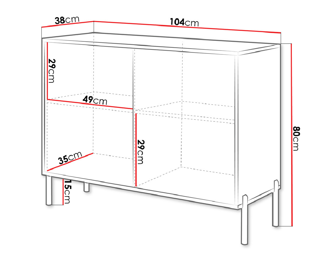 Buffet 2 portes noir et pieds dorés  2 portes 104cm Velloso