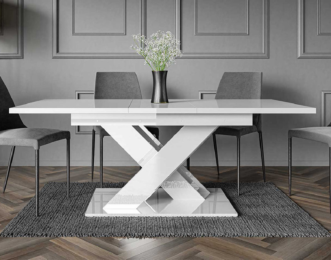 Table à manger extensible blanche 140 à 180cm Buriti