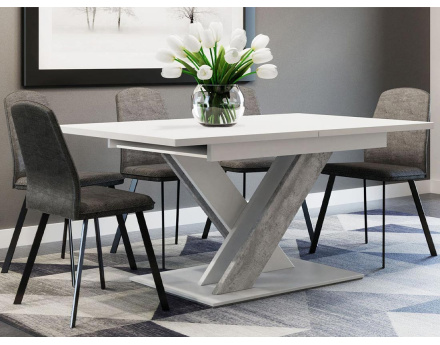 Table à manger extensible blanc et effet marbre 140 à 180 cm Buriti
