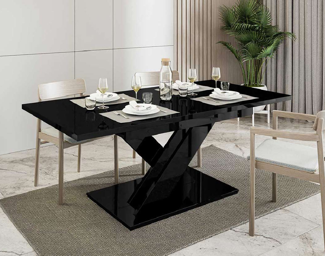 Table à manger extensible noir 140 à 180 cm Buriti