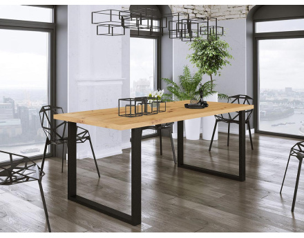 Table à manger chêne clair et noir 185 cm Caronal