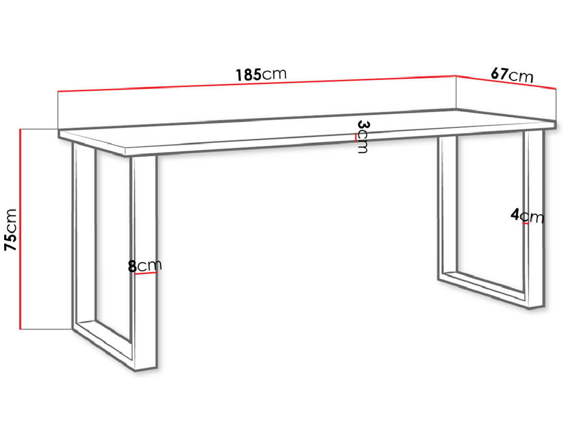 Table à manger chêne foncé et noir 185 cm Caronal