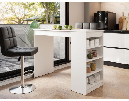 Table de bar avec rangements blanc de 2 à 4 personnes Drazic