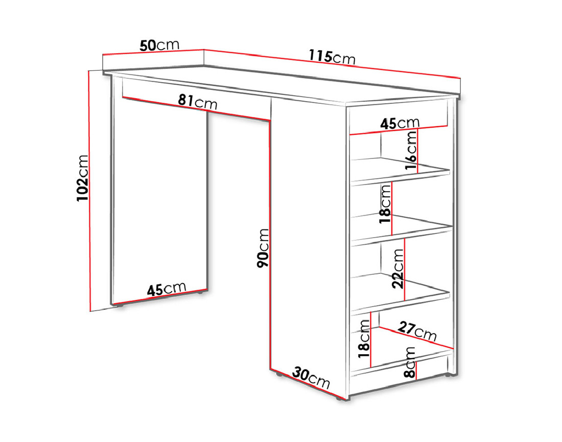 Table de bar avec rangements effet bois de 2 à 4 personnes Drazic