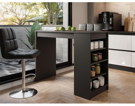 Table de bar avec rangements noir de 2 à 4 personnes Drazic