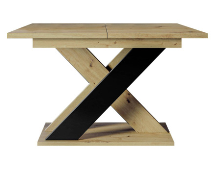 Table à manger extensible chêne clair et noir 120 à 160 cm Tosca