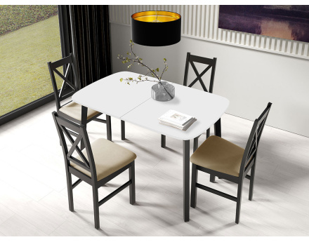 Table à manger extensible blanc et noir 130 à 170 cm Magov