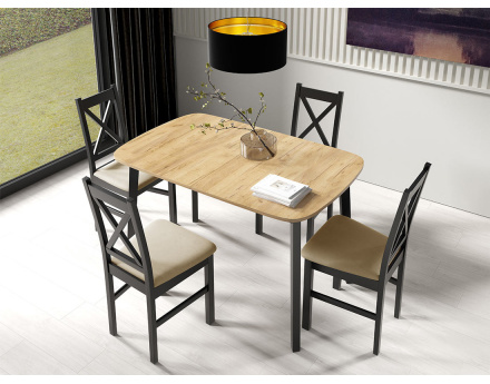 Table à manger extensible bois et noir 130 à 170 cm Magov