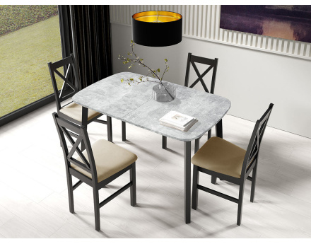 Table à manger extensible gris et noir 130 à 170 cm Magov