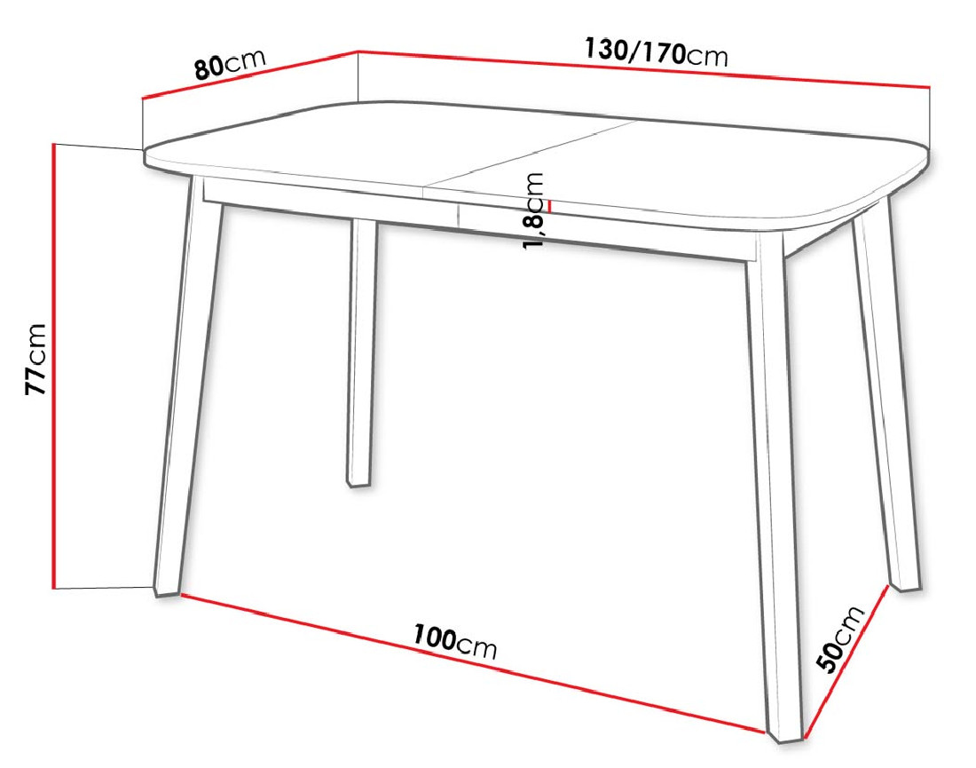 Table à manger extensible gris et noir 130 à 170 cm Magov