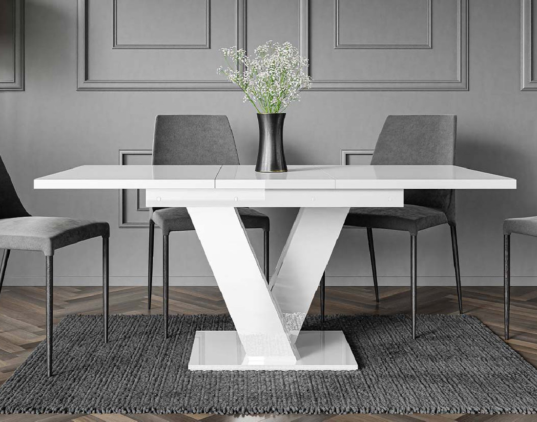 Table à manger extensible blanc 120 à 160 cm Xandriel