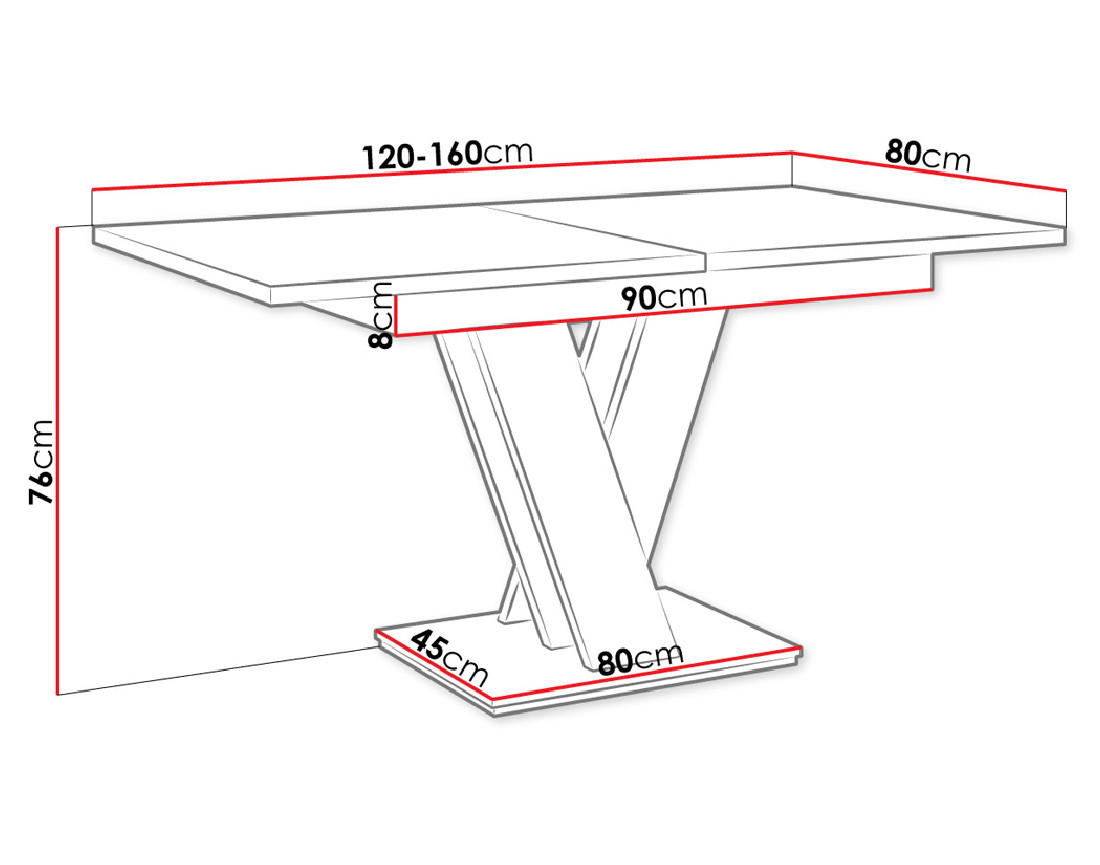 Table à manger extensible noir 120 à 160 cm Xandriel