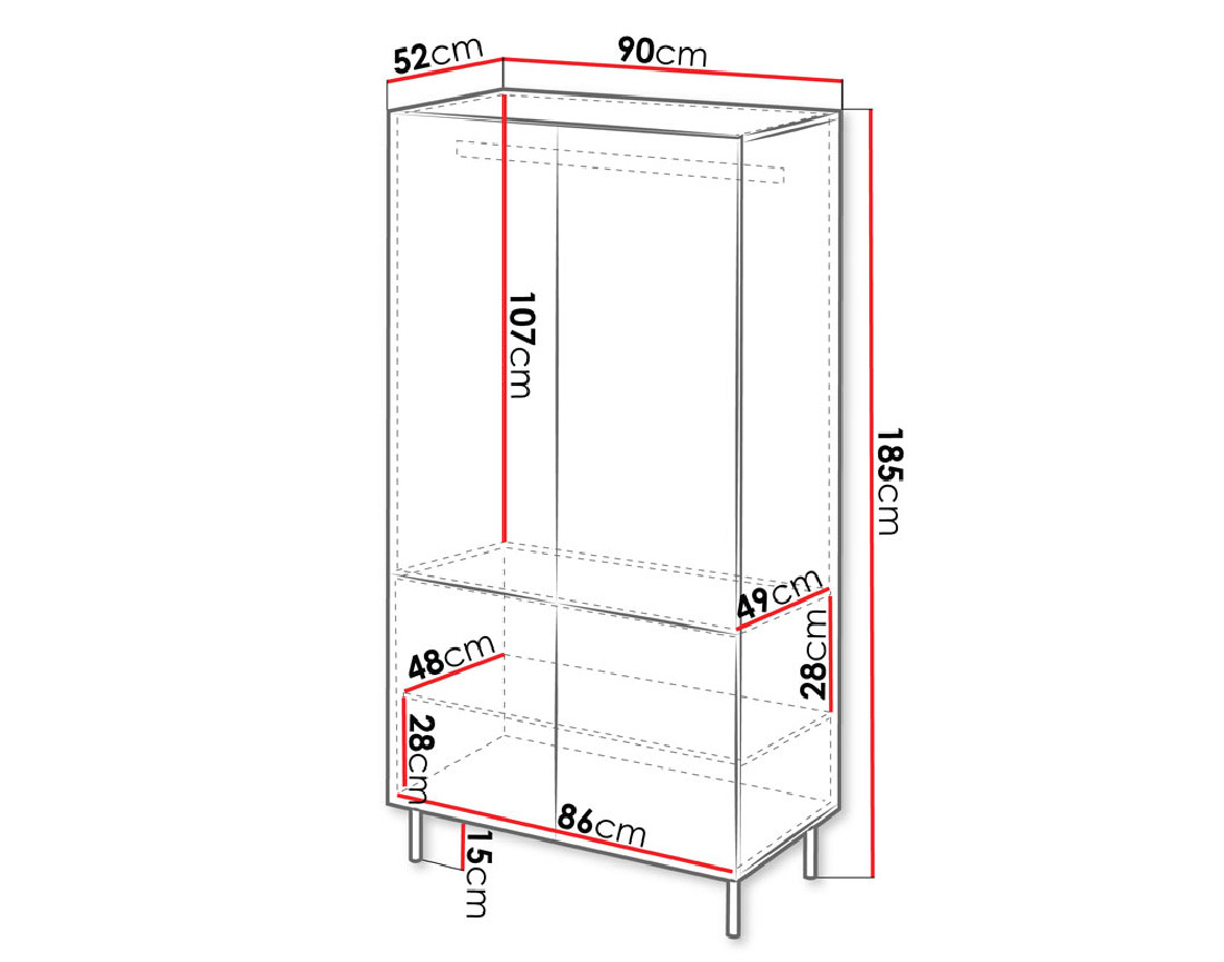 Armoire avec penderie et étagères écru 185x90 cm Timote