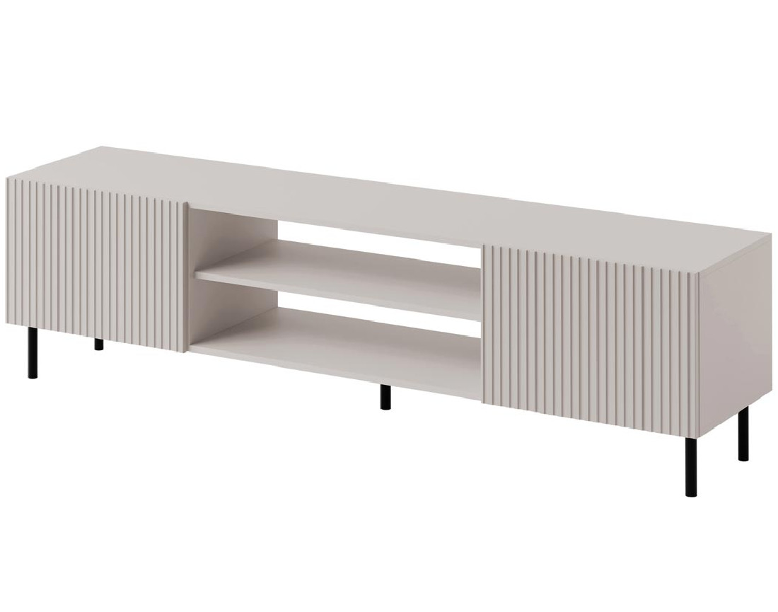 Meuble TV 2 portes et 2 niches écru 181 cm Timote