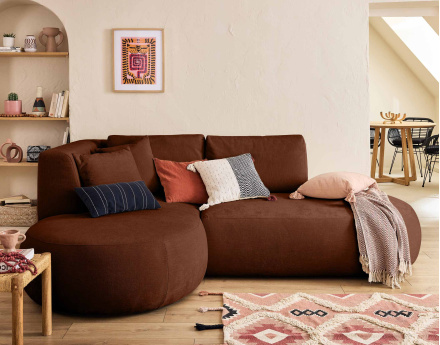 Module d'assise droit en tissu côtelé - Santorini