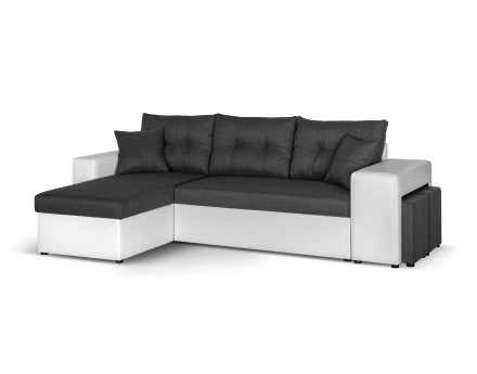 California - Canapé d'angle réversible - convertible avec coffre et étagère de rangement - en simili et tissu
