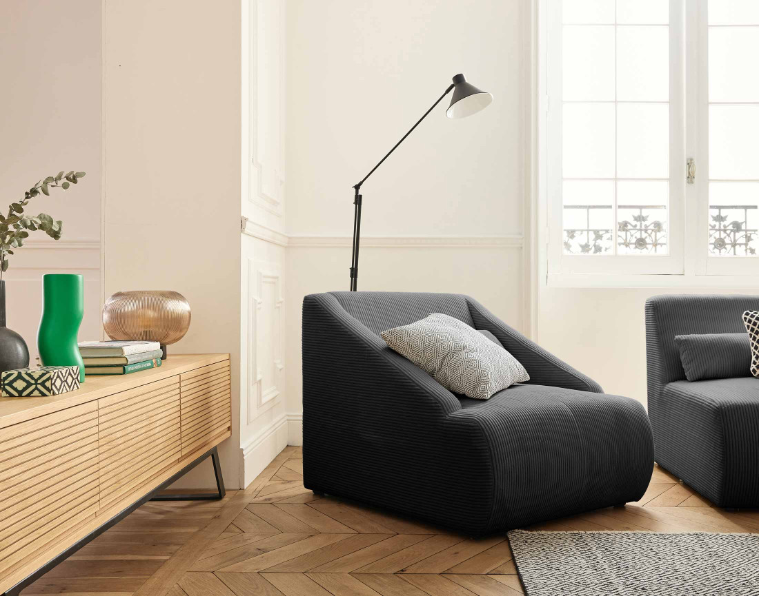 Fauteuil en velours côtelé Onyx