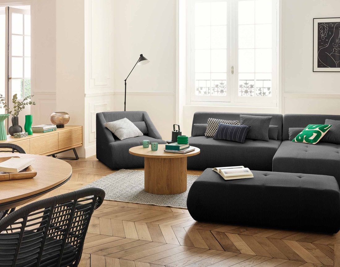 Fauteuil en velours côtelé Onyx