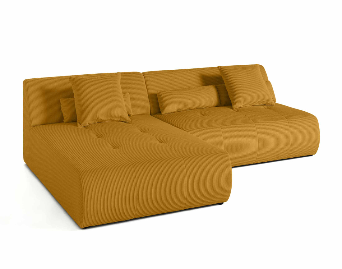 Canapé modulable d'angle réversible 4 places en velours côtelé Onyx