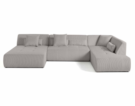 Canapé panoramique d'angle droit 7 places en velours côtelé Onyx