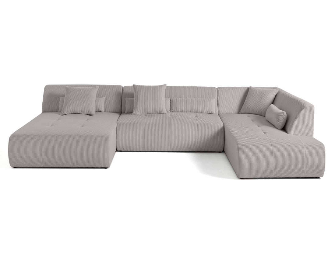 Canapé panoramique d'angle droit 7 places en velours côtelé Onyx