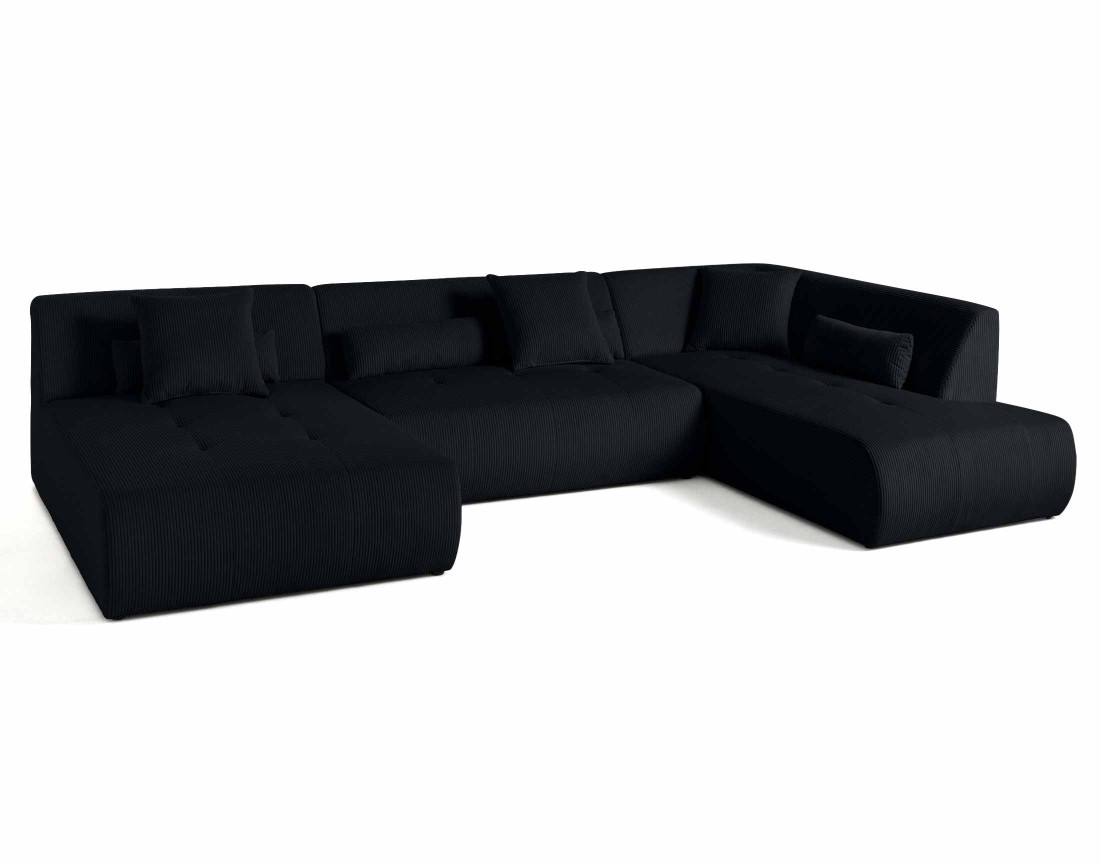 Canapé panoramique d'angle droit 7 places en velours côtelé Onyx