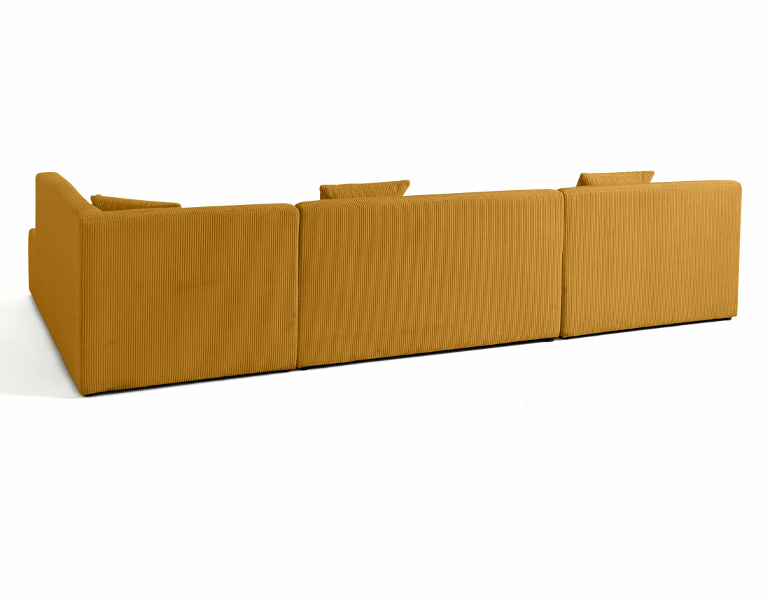 Canapé panoramique d'angle droit 7 places en velours côtelé Onyx