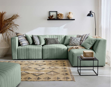 Canapé modulable d'angle droit 5 places en velours Nova