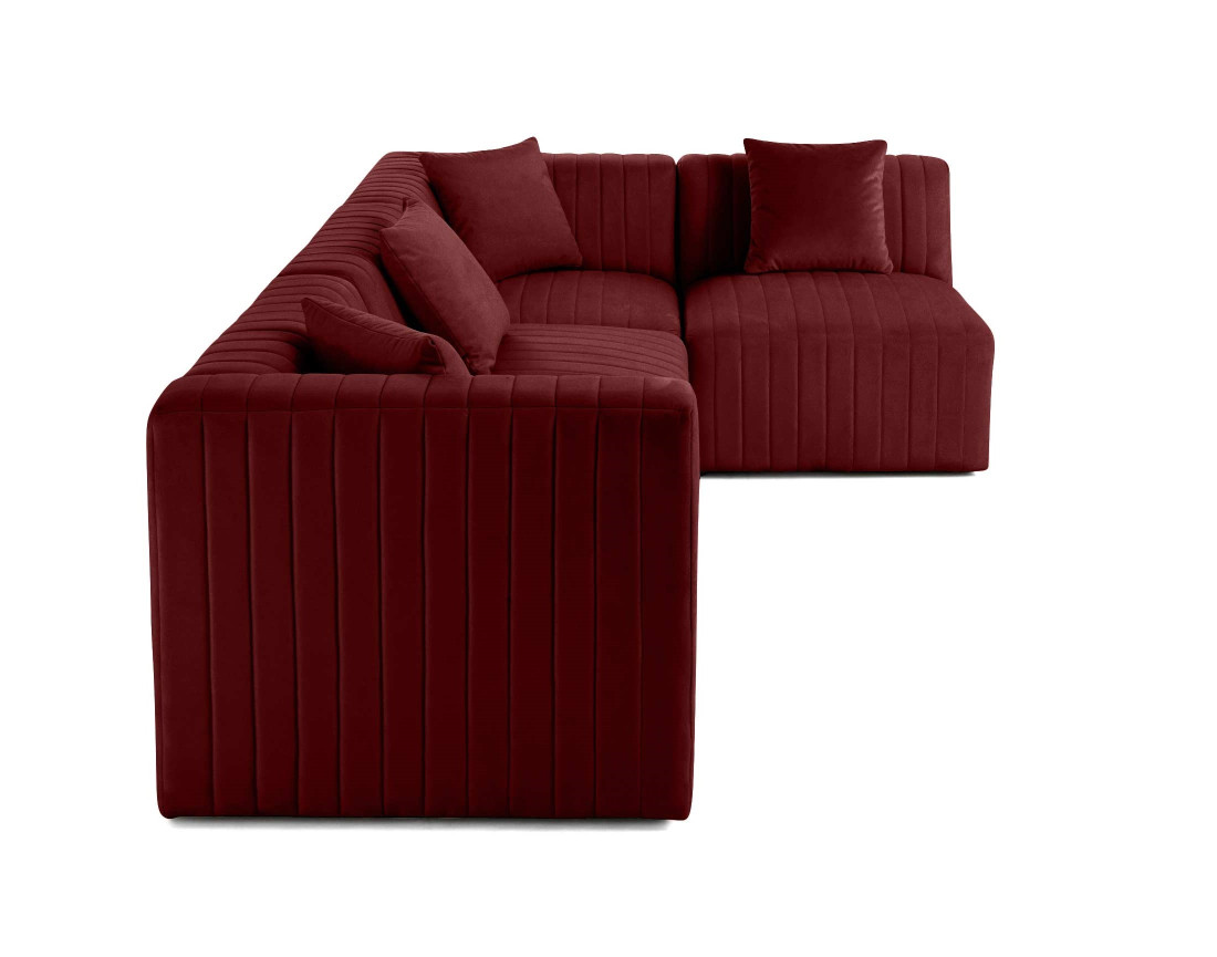 Canapé modulable d'angle droit 5 places en velours Nova