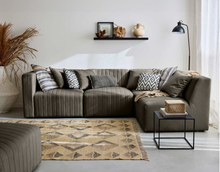 Canapé modulable d'angle droit 5 places en velours Nova