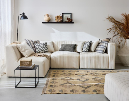 Canapé modulable d'angle gauche 5 places en velours Nova